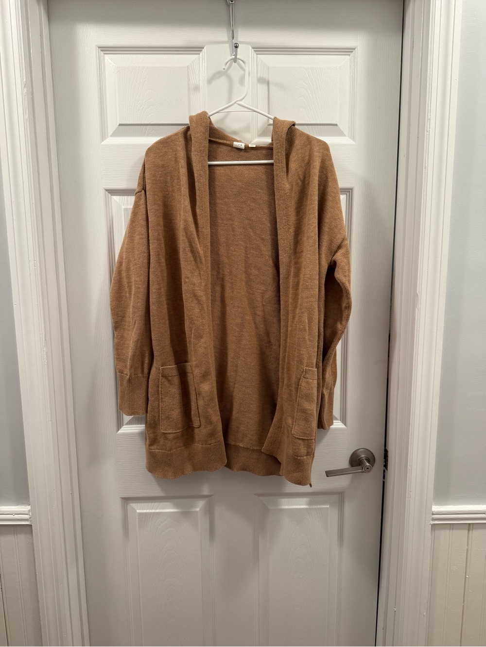 GAP Open-Front Hooded Cardigan Sweater - Camel Brown size Large.